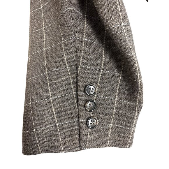 Anne Klein II Womens Brown Plaid Wool Blazer 24W Double-Breasted Tall Plus - Picture 8 of 16